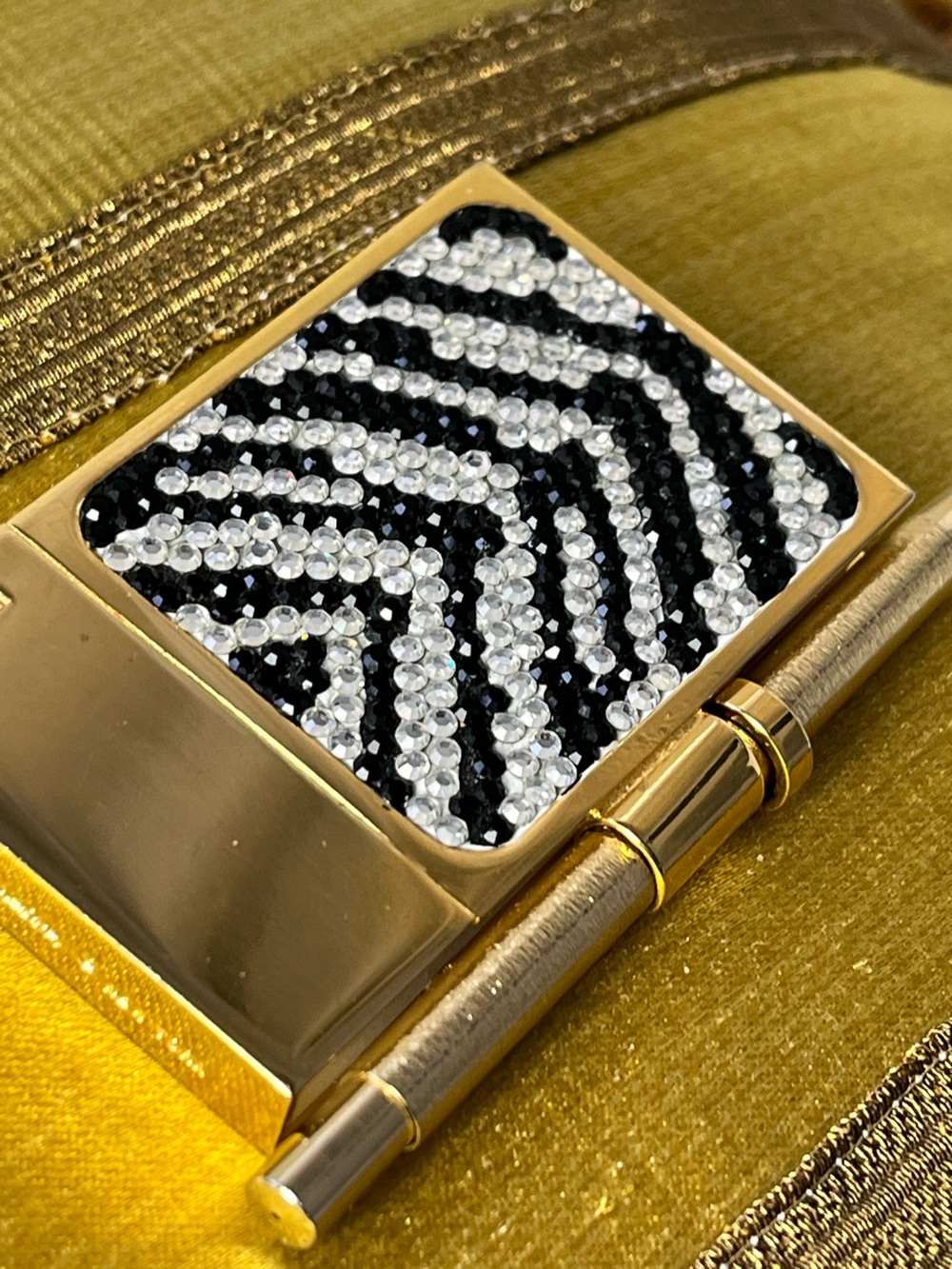 Judith Leiber Gold Black & White Crystal Chevron mini notebook, EUC - Picture 7 of 15